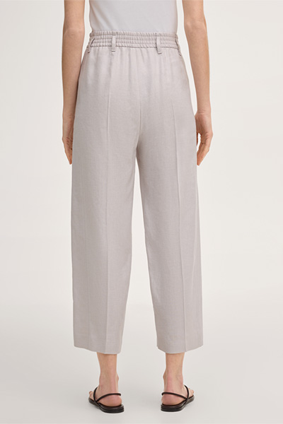 Pantalon à pinces en lin stretch beige