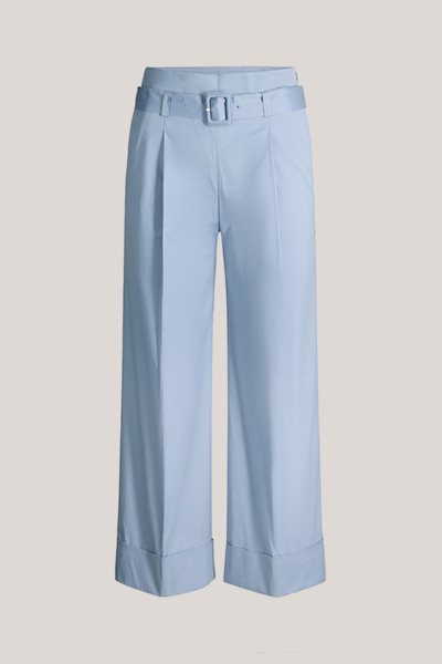 Baumwollstretch-Culotte mit Bundfalte in Hellblau