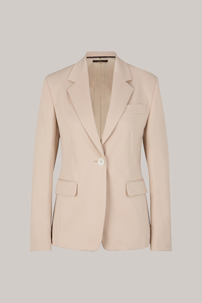 Blazer en tissu de coton bi-extensible, en beige clair