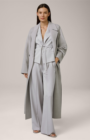 Virgin Wool Double-face Coat in Grey