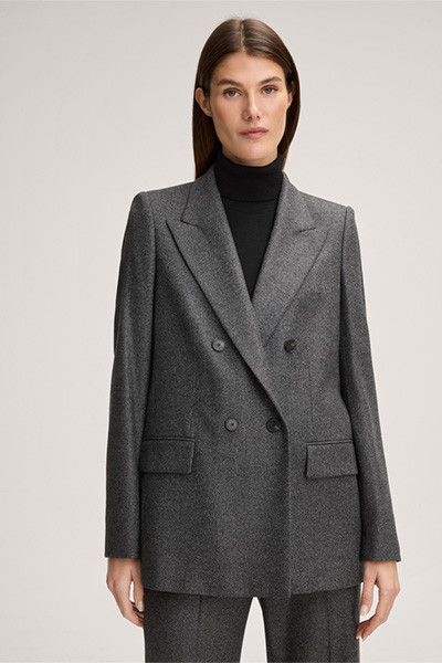 Woll-Doppelreiher-Blazer in Anthrazit