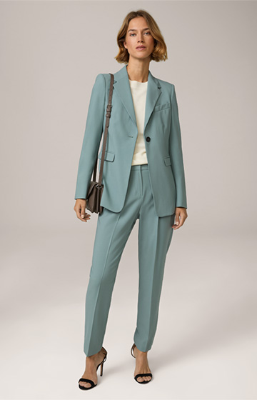 Virgin Wool Crêpe Blazer in Light Blue