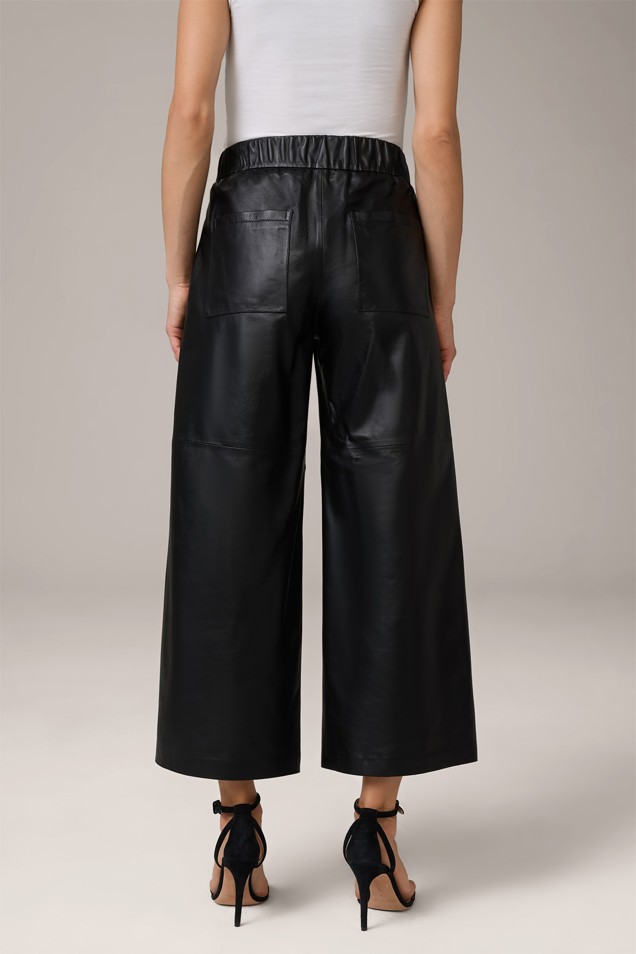 Lambskin Nappa Leather Culottes in Black