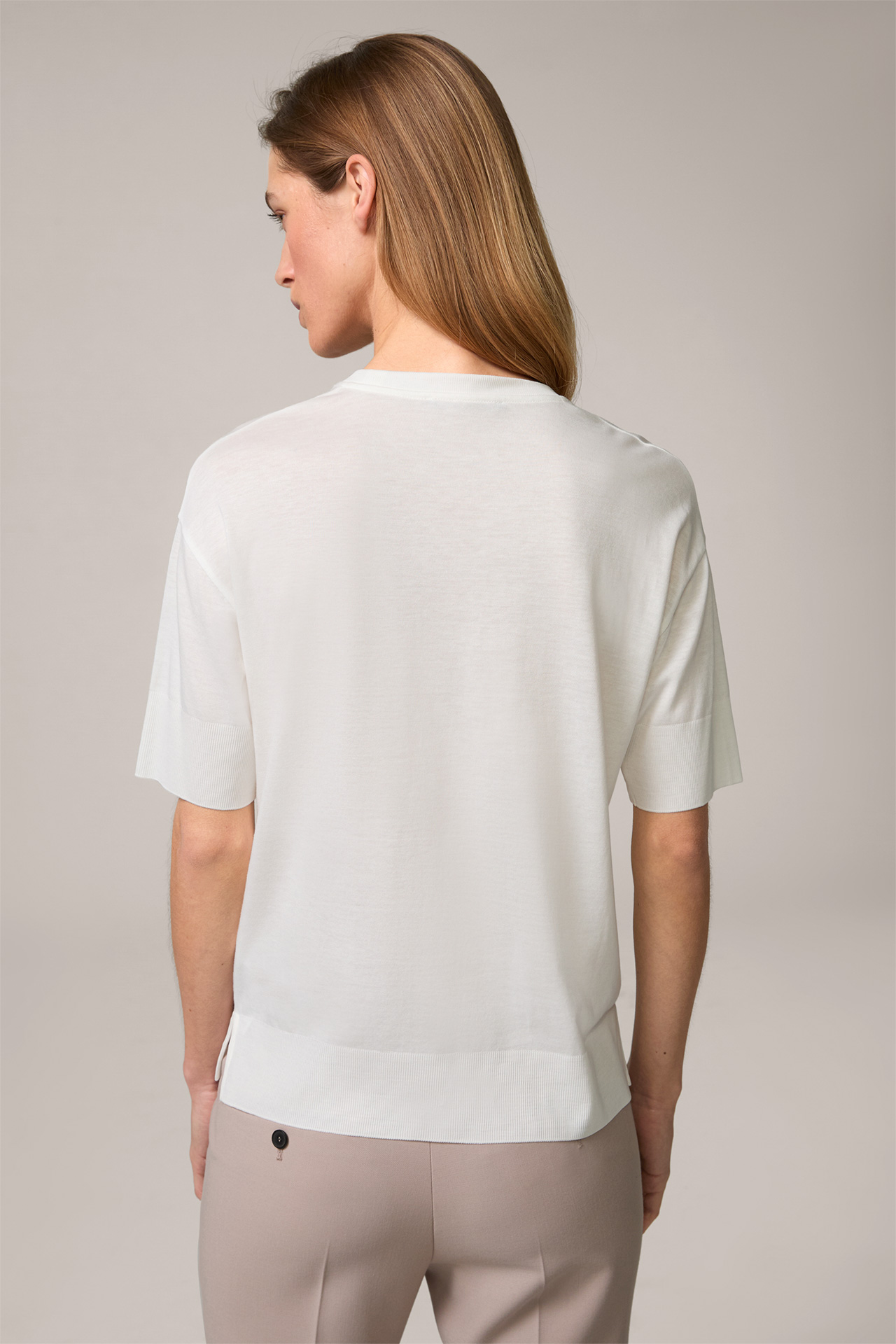  Tencel-Baumwoll T-Shirt in Ecru