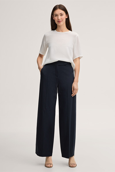 Double-Baumwollstretch-Marlene-Hose in Navy