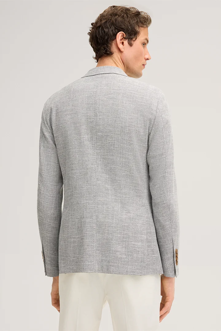 Giro cotton blend jacket with linen in marl grey