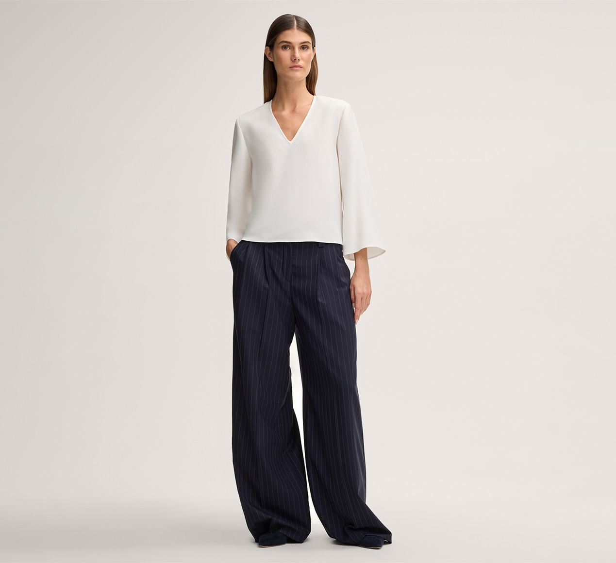 windsor. presents the product Long-sleeved Crêpe Blouse in Ecru from the category Blouses & tops