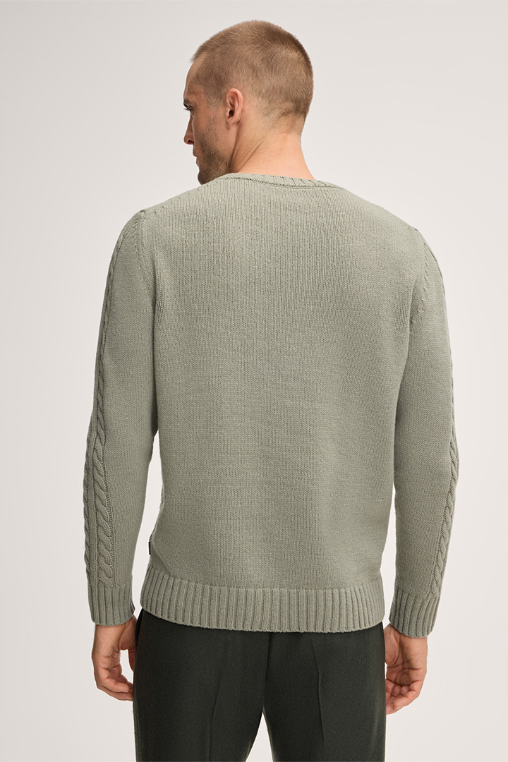 Ecosio Cable-knit Cashmere Pullover in Sage