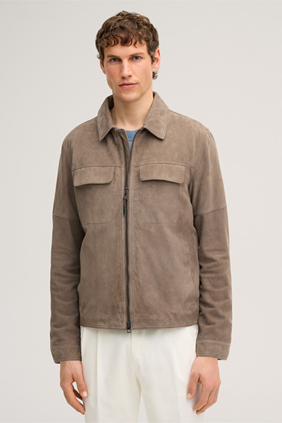 Blouson en cuir Pesaro, en gris
