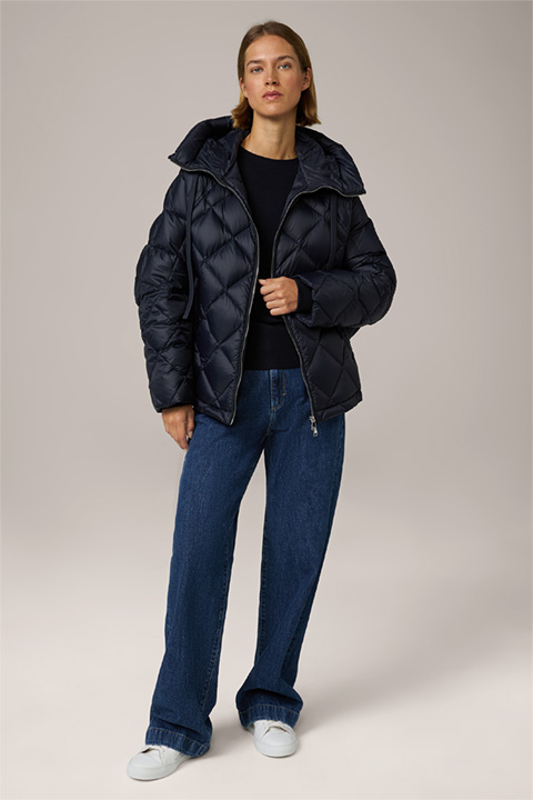 Down Quilted Cape Jacket in Navy