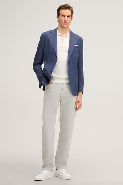 Baumwoll-Polo-Shirt Cashmilo mit Cashmere und Seide in Ecru