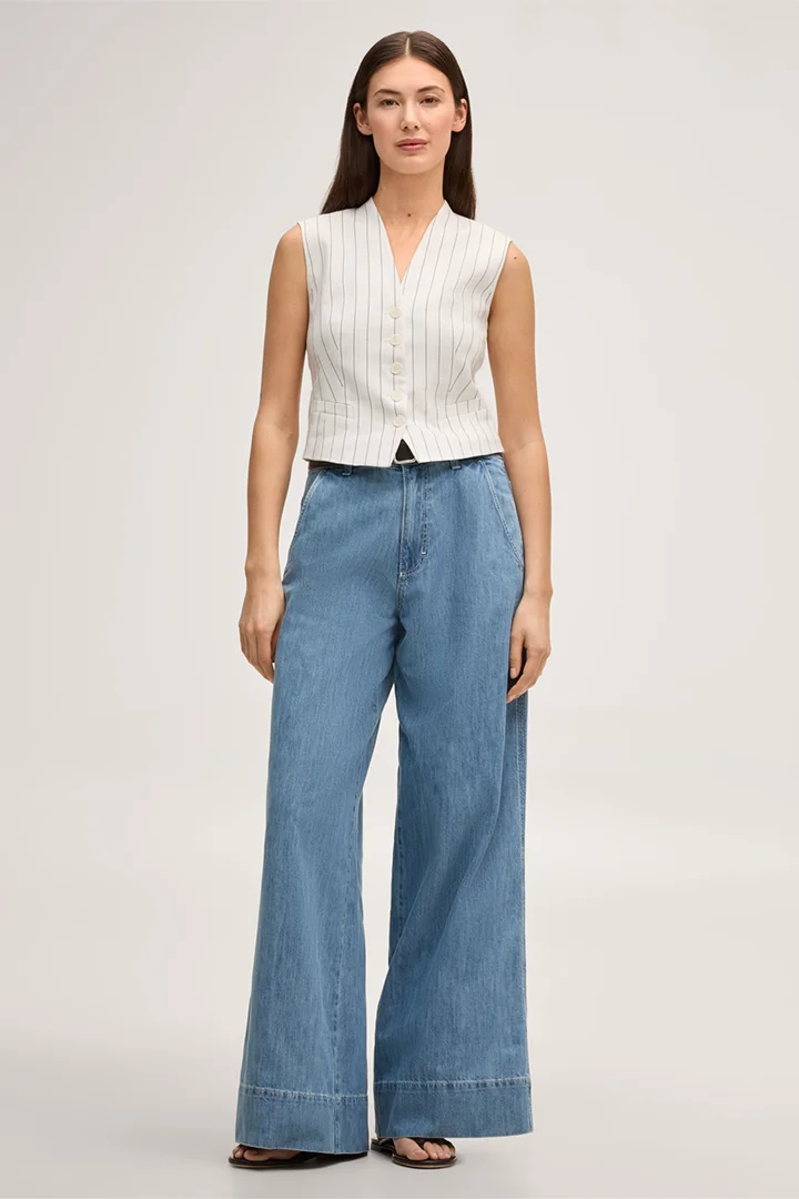 Leads to product detail page "Mid-blue washed palazzo jeans"