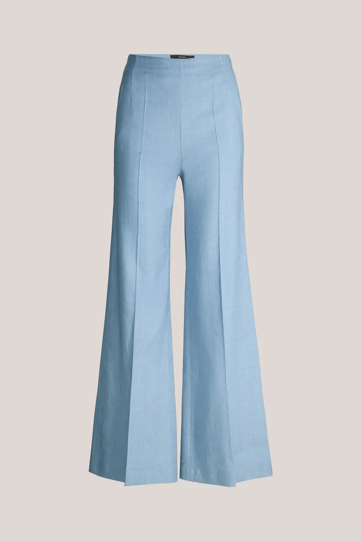 Leads to product detail page "Light blue stretch linen Marlene trousers"