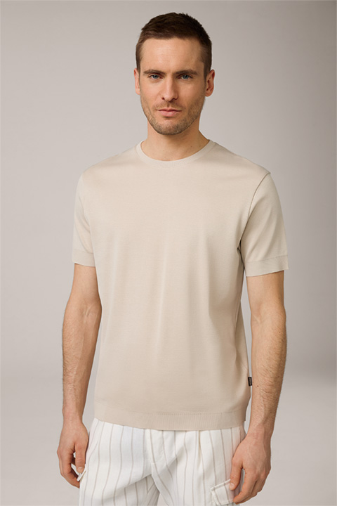 Floro Cotton T-Shirt in Beige