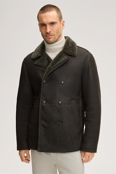 Lammfell-Lederjacke Cabano in Oliv