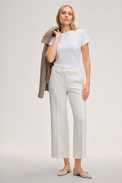 Baumwoll-Interlock T-Shirt in Weiss