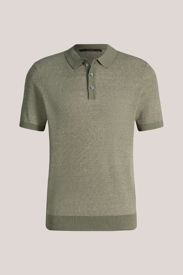 Führt zu Produktdetailseite „Leinenmix-Polo Lindo mit Baumwolle in Oliv"