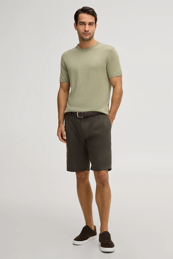 Führt zu Produktdetailseite „Leinenmix-Strick-T-Shirt Lindo mit Baumwolle in Hellgrün"