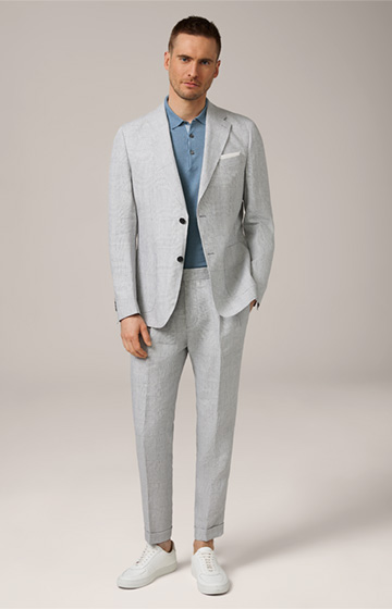 Pantalon à pinces modulable Sapo en lin, en gris à motif