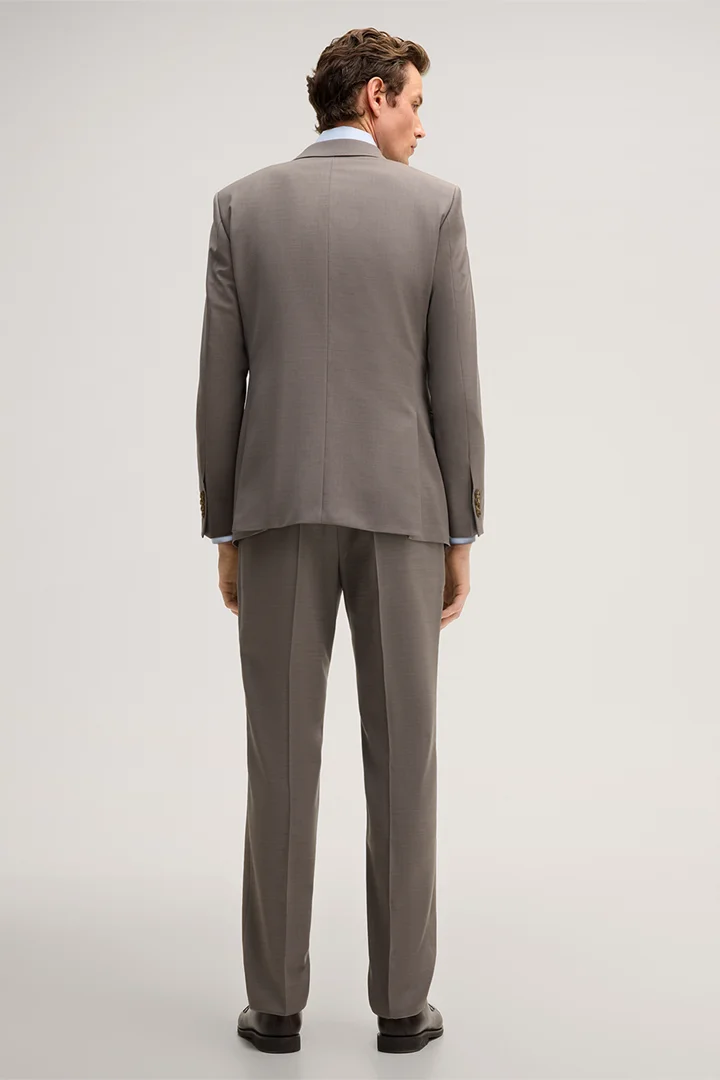 Leads to product detail page "Sera-Sole Virgin Wool Suit in Taupe"