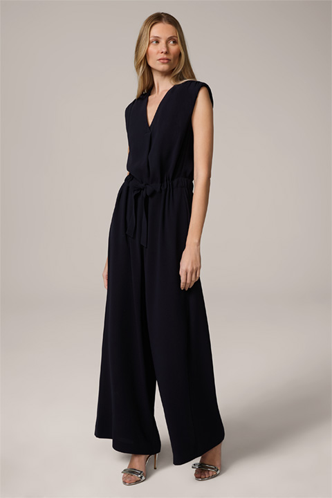 Crêpe-Overall in Navy