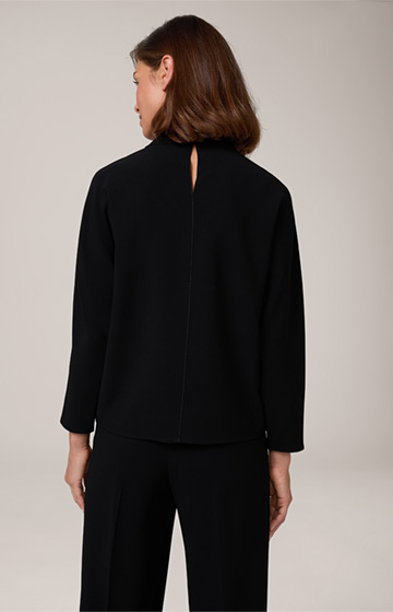 Long-sleeved Crêpe Blouse in Black