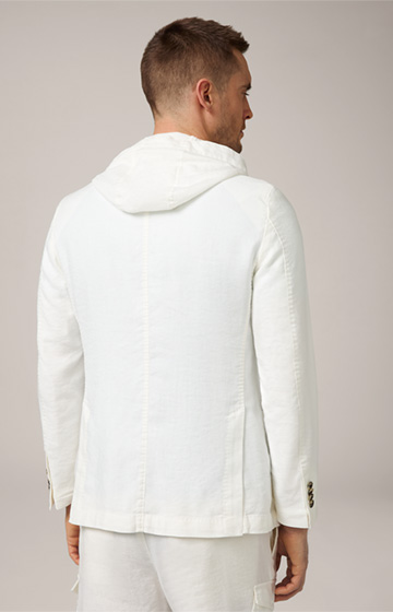 Veste de costume modulable Gilo en lin mélangé, avec empiècement à capuche, couleur blanc laine