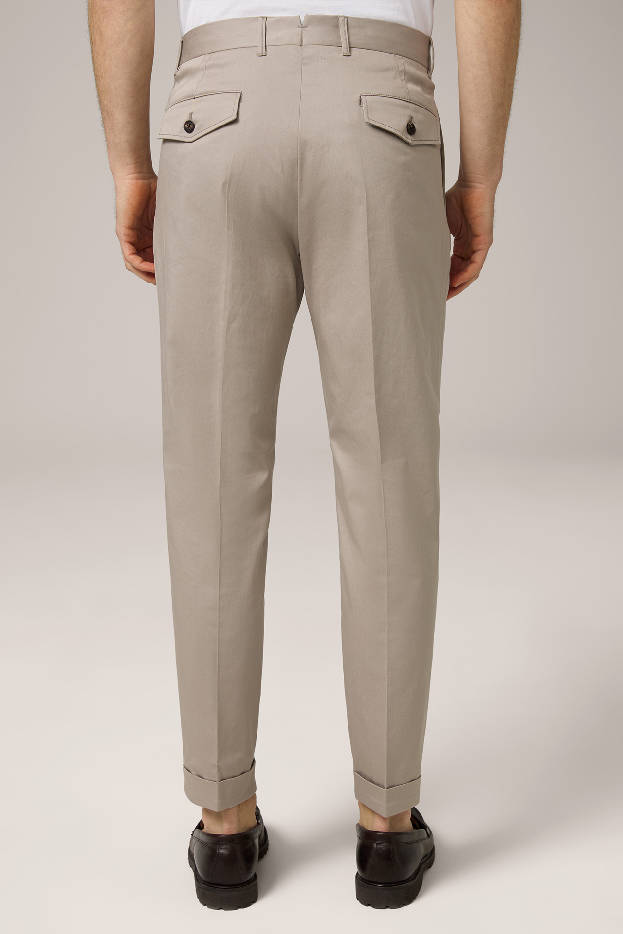 Sapo Cotton Chino with Pleats in Grey-Beige