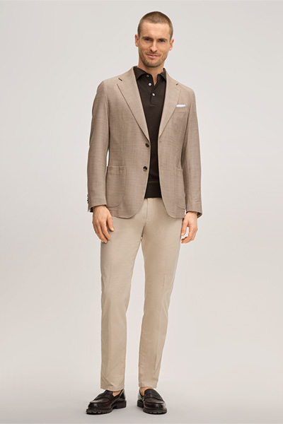 Baumwoll-Chino Cino mit Bundfalte in Beige