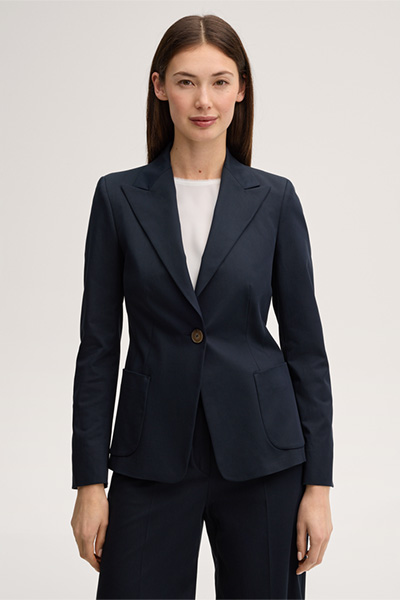Double-Baumwollstretch-Blazer in Navy