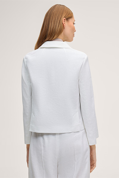 White stretch linen blazer jacket