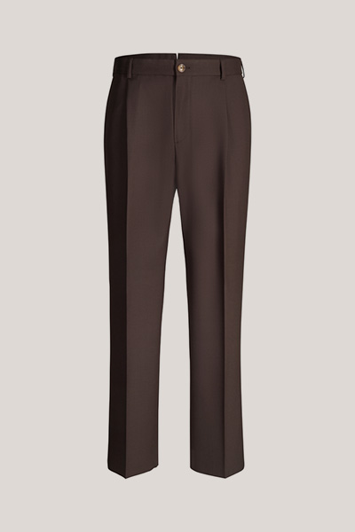 Francos Modular Virgin Wool Trousers with Waist Pleats in Brown