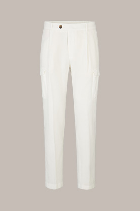 Famo Linen Blend Modular Pleated Cargo Pants in Wool White 
