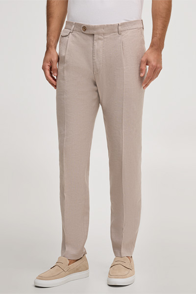 Leinenstretch-Baukasten-Hose Silvi mit Bundfalte in Beige