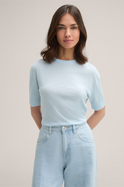 Tencel/Cotton T-Shirt in Light Blue