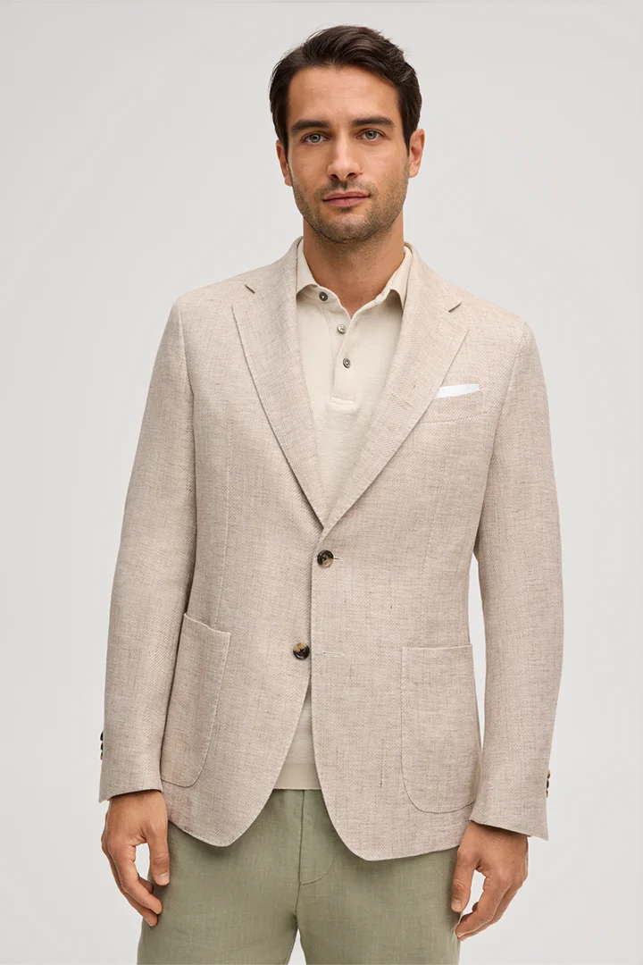 Mène à la page produit « Veste Giorno en lin mélangé et coton, couleur beige chiné »