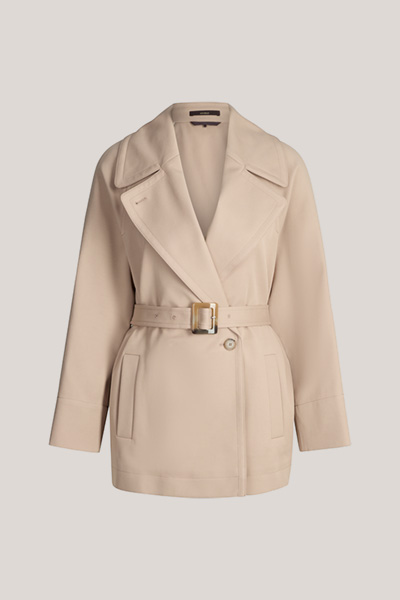 Veste trench à fermeture croisée en coton double tissage, couleur beige