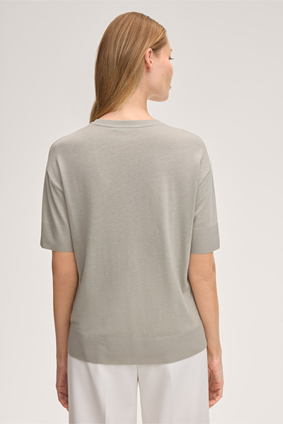Lyocell-Baumwoll T-Shirt in Grau-Beige