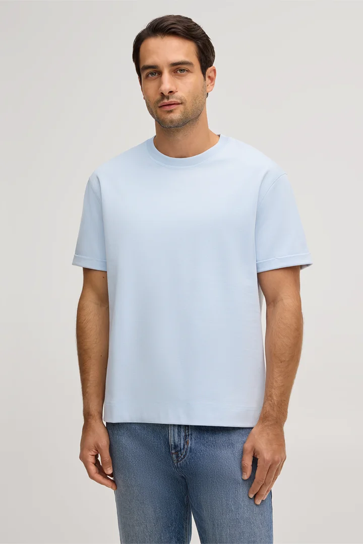 Führt zu Produktdetailseite „Baumwollmix-T-Shirt Sivo in Hellblau"