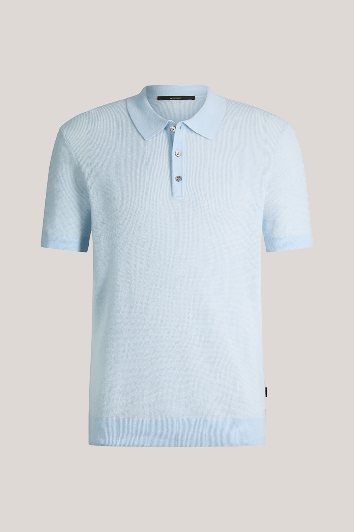 Polo Lindo en lin mélangé et coton, couleur bleu clair