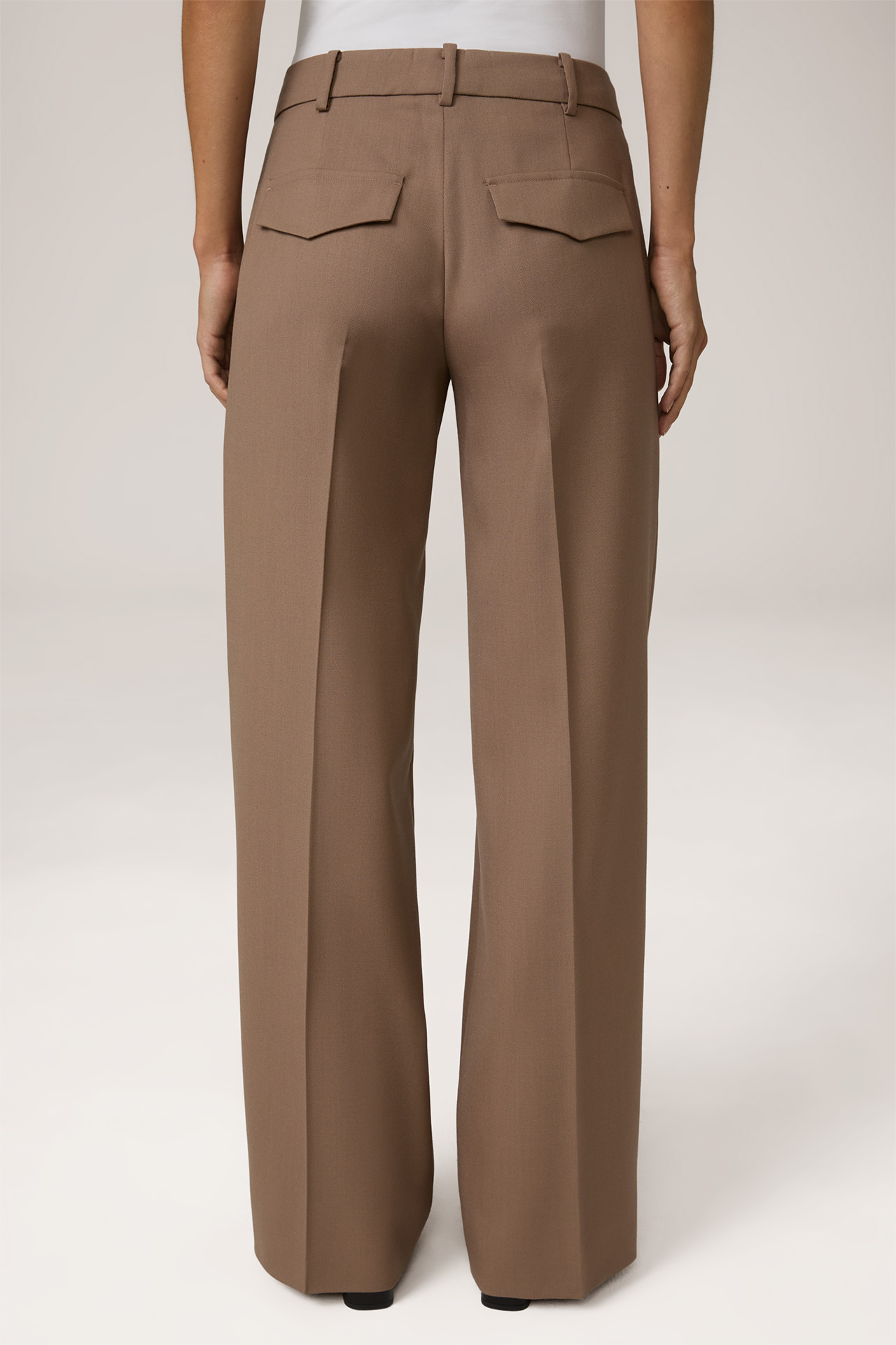 Virgin Wool Marlene Trousers in Brown