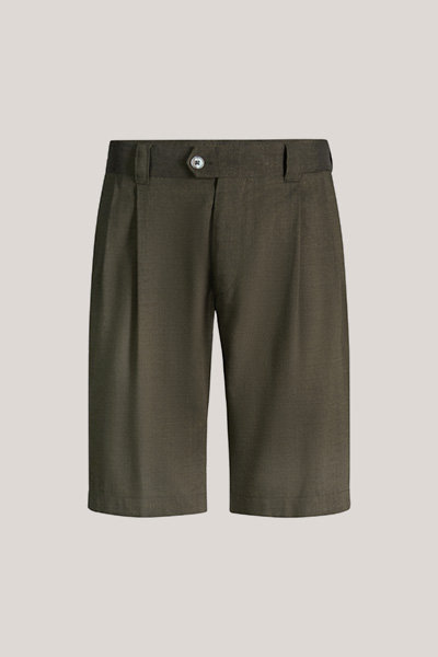 Leinenmix-Baukasten-Hose Schio mit Wolle und Bundfalte in Dunkelgrün