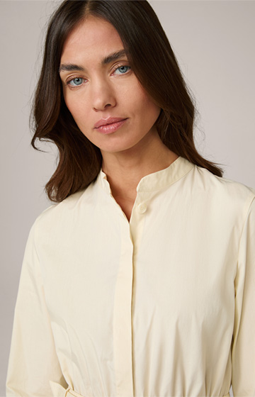 Robe-chemise en popeline de coton à ceinture, en jaune clair