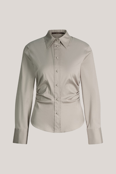 Baumwollstretch-Hemd-Bluse in Salbeigrün