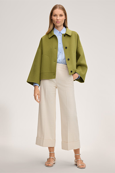 Schurwoll-Doubleface-Jacke in Grün