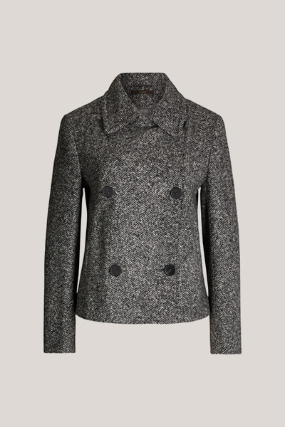 Tweed-Jersey-Doppelreiher-Jacke in Grau