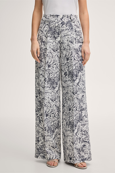 Lyocell-Print-Marlene-Hose in Navy Ecru