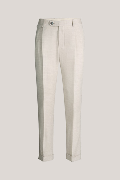 Leinenmix-Baukasten-Hose Sapo mit Schurwolle in Beige Fischgrat