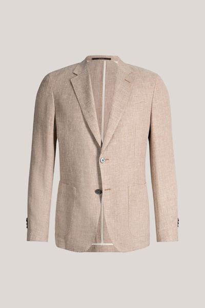 Veste modulable Giorno en mélange de lin, de laine et de soie, chinée brun clair