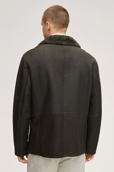 Lammfell-Lederjacke Cabano in Oliv